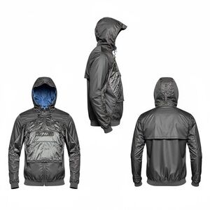 GAP Factory Men's Charcoal Windbreaker with Blue Lining